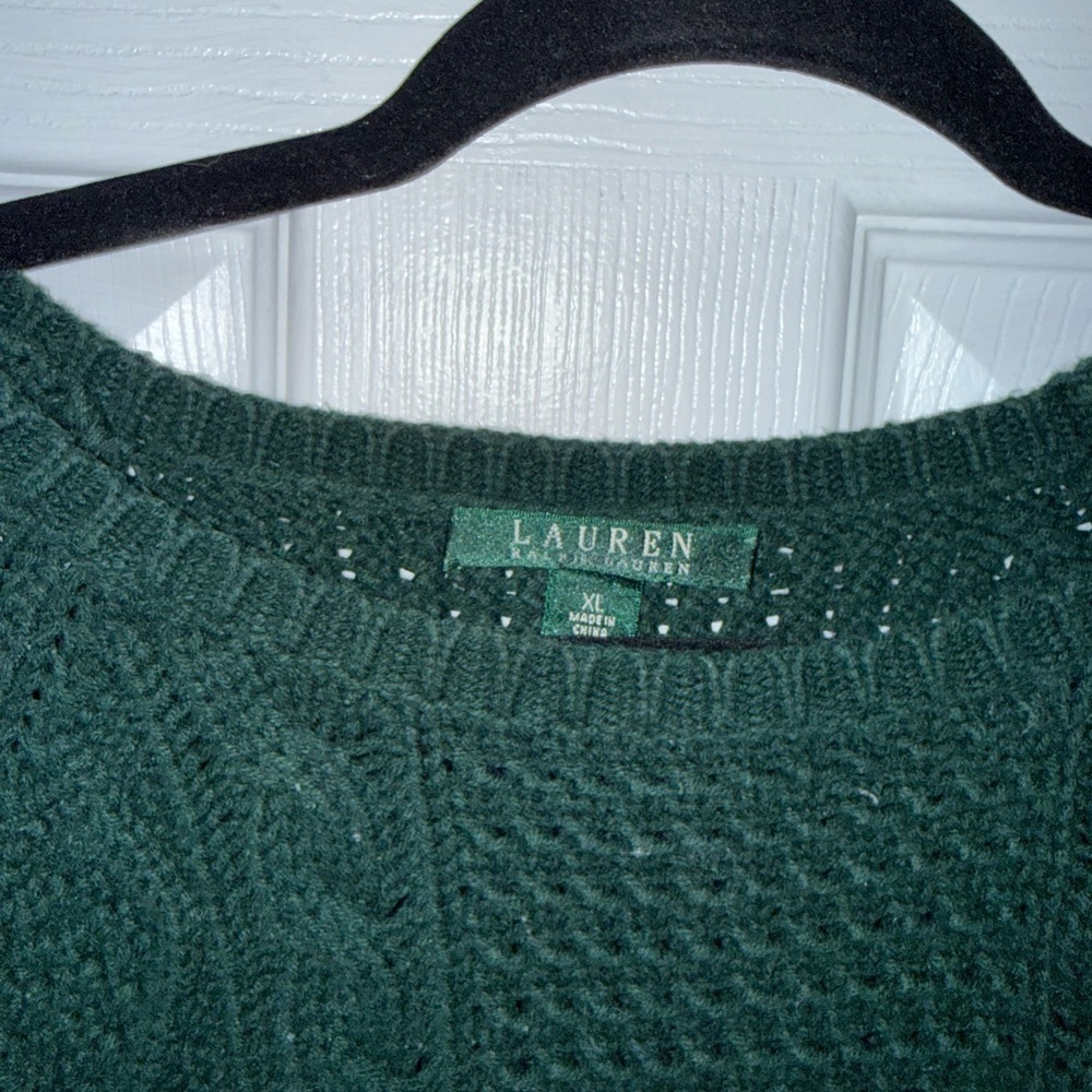 Lauren by Ralph Lauren Women’s Cable Knit Chunky Green Swater Size XL